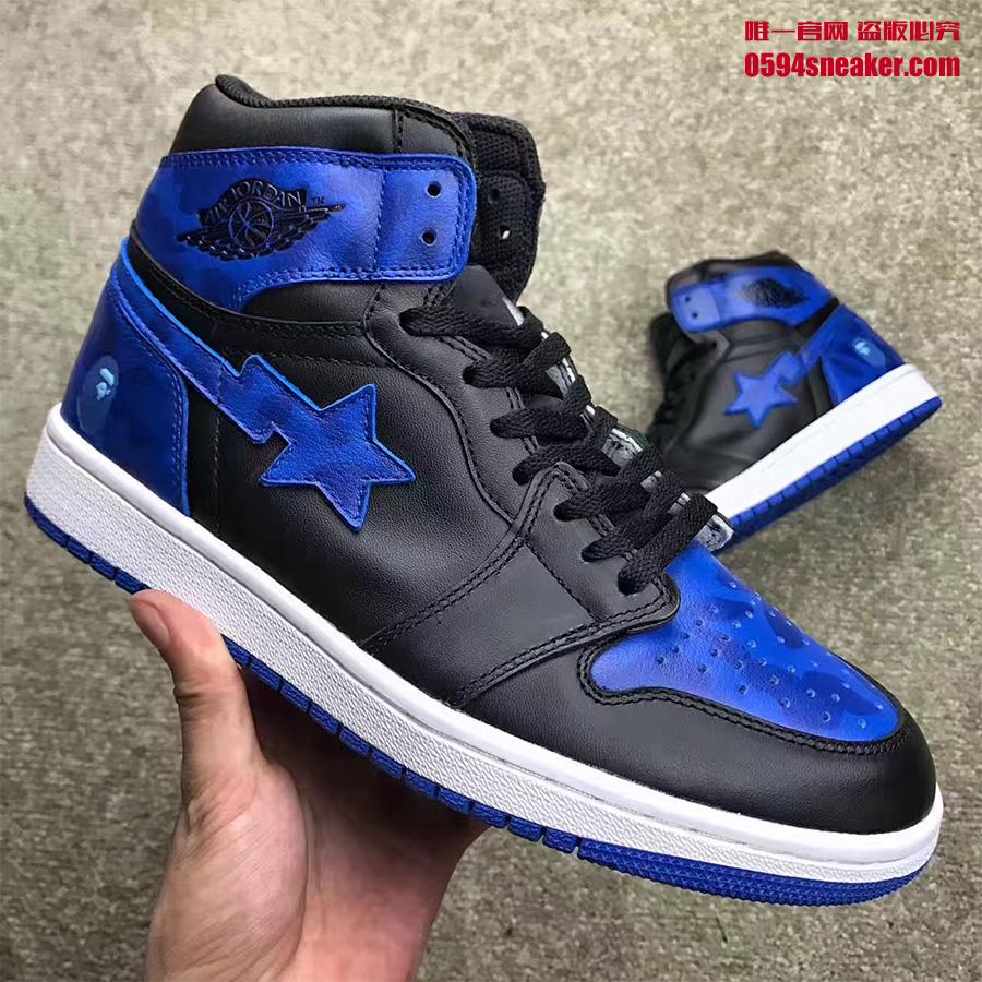 AJ1,Air Jordan 1,555088-007 AJ1 这两款黑蓝 BAPE x Air Jordan 1 “Royal” 你给打几分？