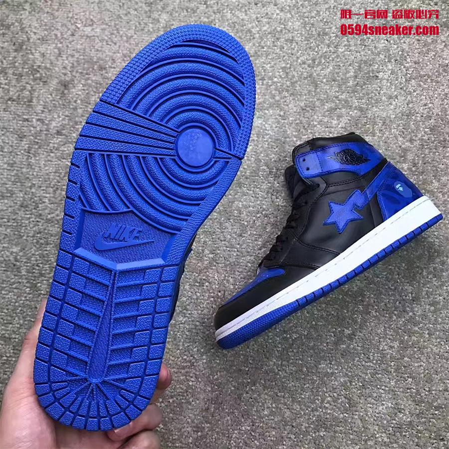 AJ1,Air Jordan 1,555088-007 AJ1 这两款黑蓝 BAPE x Air Jordan 1 “Royal” 你给打几分？