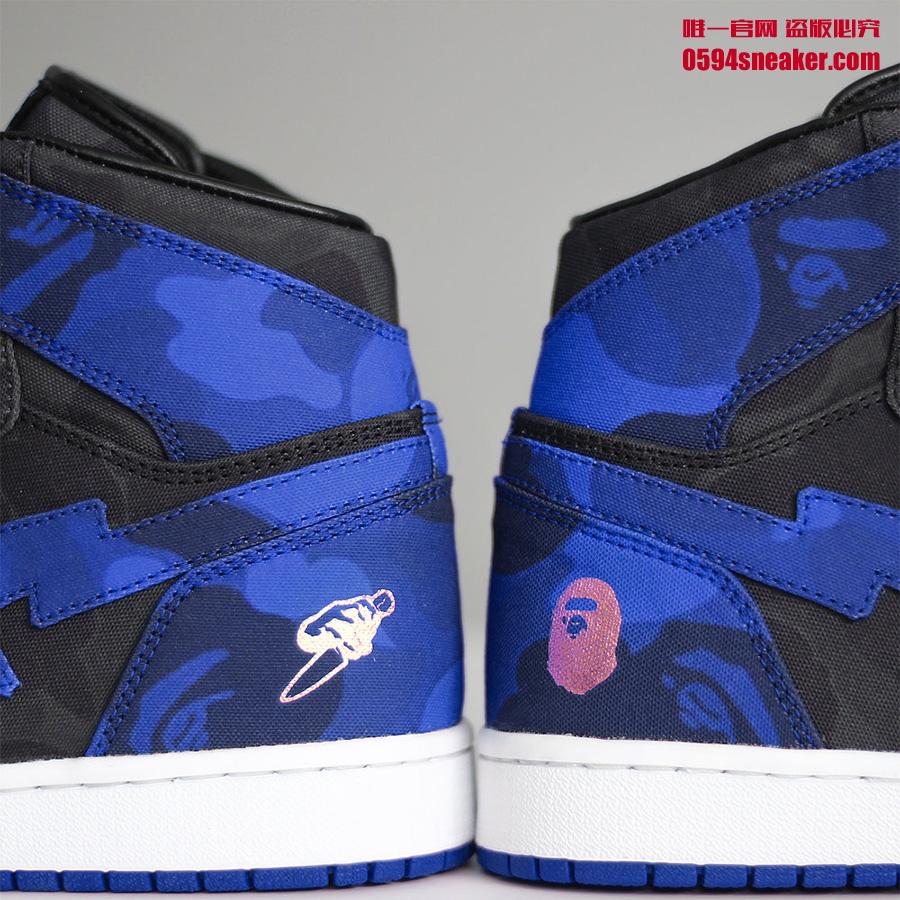 AJ1,Air Jordan 1,555088-007 AJ1 这两款黑蓝 BAPE x Air Jordan 1 “Royal” 你给打几分？