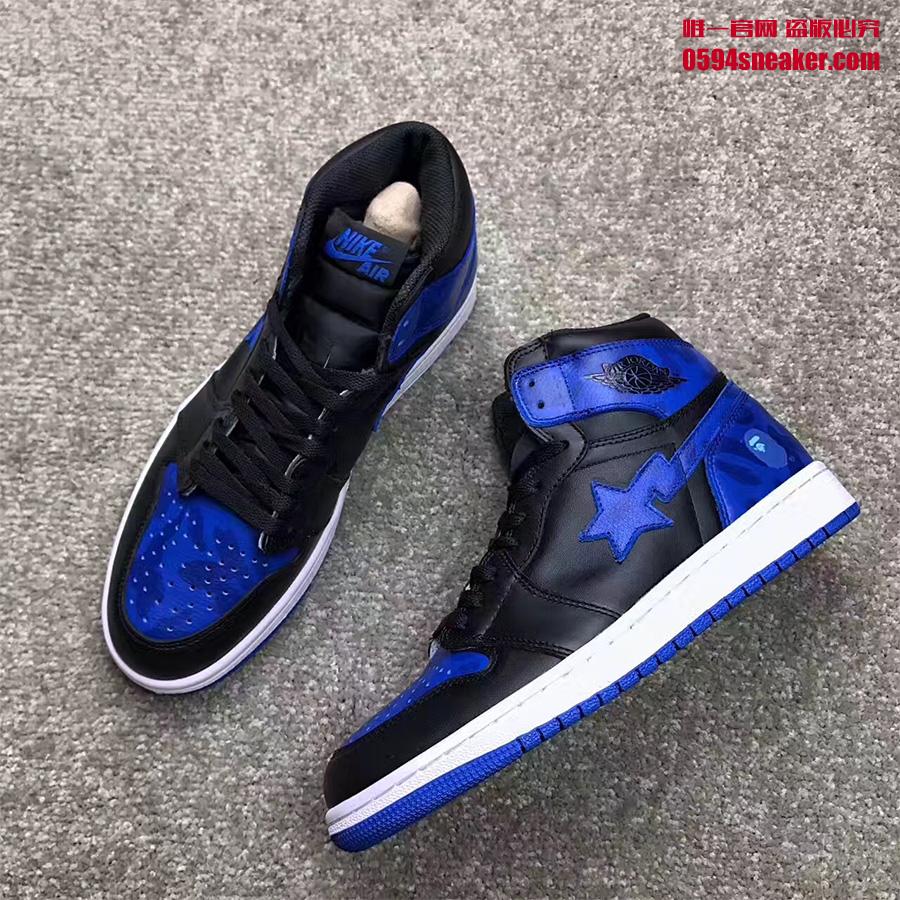 AJ1,Air Jordan 1,555088-007 AJ1 这两款黑蓝 BAPE x Air Jordan 1 “Royal” 你给打几分？