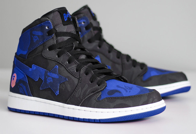 AJ1,Air Jordan 1,555088-007 AJ1 这两款黑蓝 BAPE x Air Jordan 1 “Royal” 你给打几分？