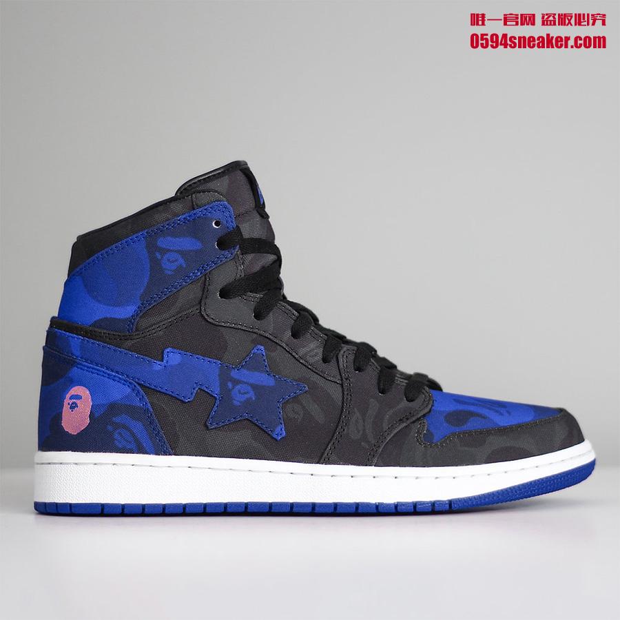 AJ1,Air Jordan 1,555088-007 AJ1 这两款黑蓝 BAPE x Air Jordan 1 “Royal” 你给打几分？