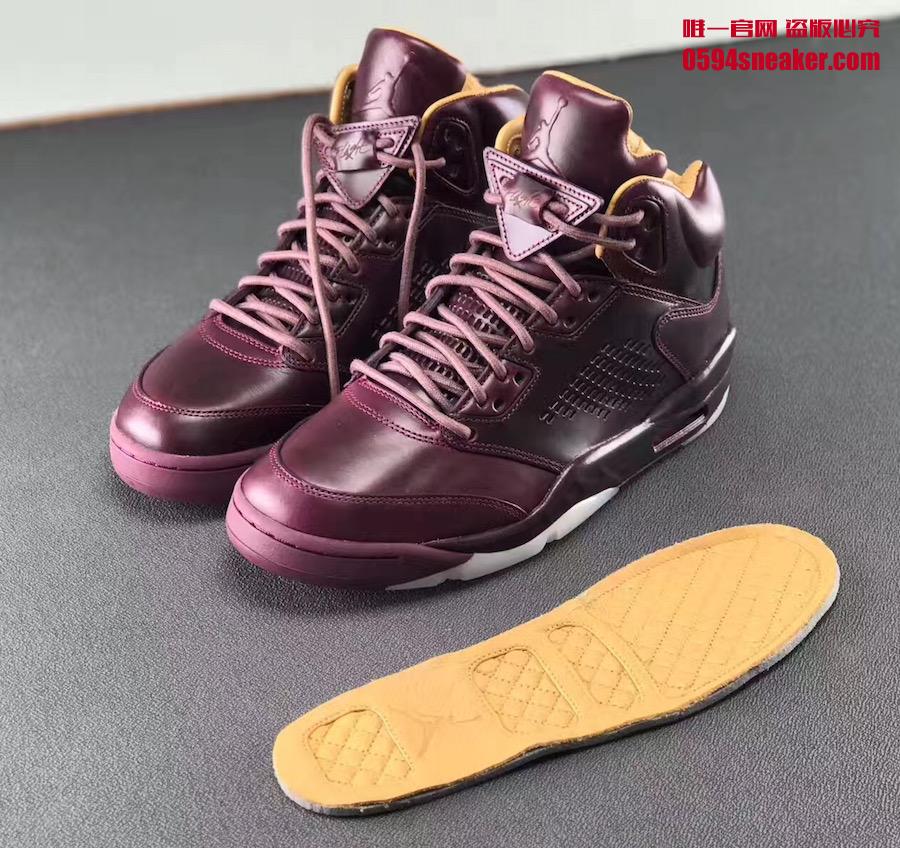 AJ5,Air Jordan 5,881432-612  酒红诱惑！这双奢华质感的 AJ5 PRM 年底发售