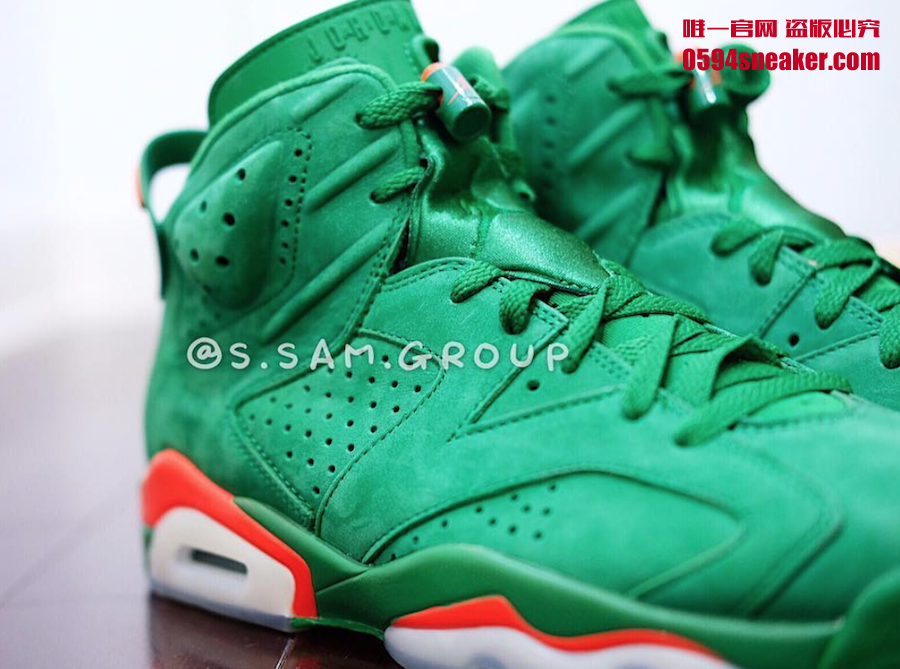 AJ6,Air Jordan 6,AJ5986-335  醒目佳得乐！绿麂皮 Air Jordan 6 “Gatorade” 全新近照曝光