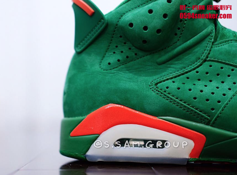 AJ6,Air Jordan 6,AJ5986-335  醒目佳得乐！绿麂皮 Air Jordan 6 “Gatorade” 全新近照曝光