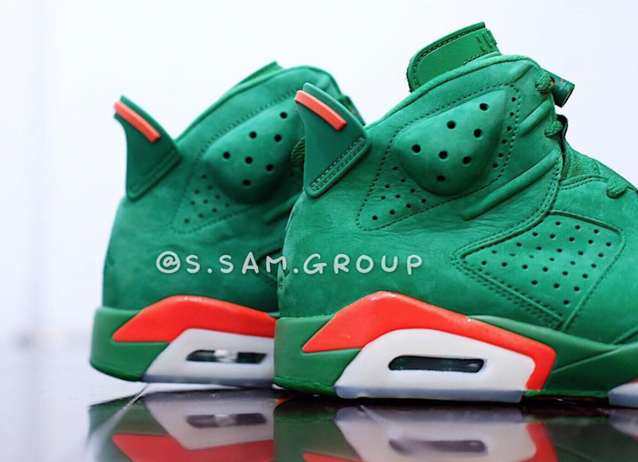 AJ6,Air Jordan 6,AJ5986-335  醒目佳得乐！绿麂皮 Air Jordan 6 “Gatorade” 全新近照曝光