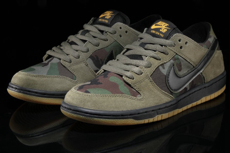 Dunk SB Low,Camo,Nike  军事范十足！迷彩装扮 Dunk SB Low “Camo” 现已发售