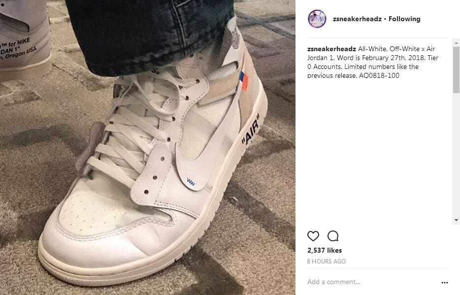 OFF-WHITE,Air Jordan 1,White,A  猝不及防！纯白配色 OFF-WHITE x AJ1 发售日期曝光