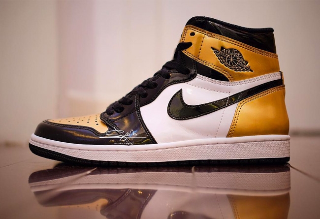 AJ1,Air Jordan 1,AQ7474-001  发售日期确定！黑金脚趾 Air Jordan 1 “Gold Toe” 下月发售！