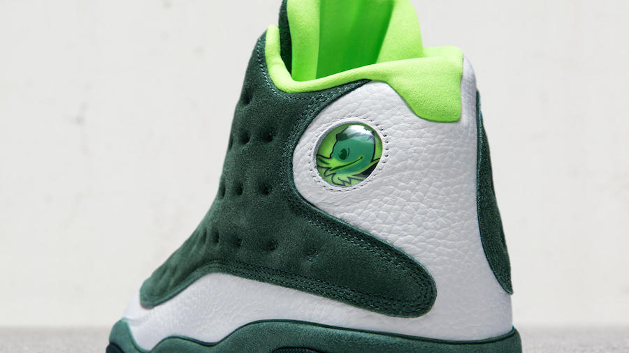 AJ13,Air Jordan 13  俄勒冈亲友配色！ Air Jordan 13 “Oregon Ducks” PE 细节欣赏