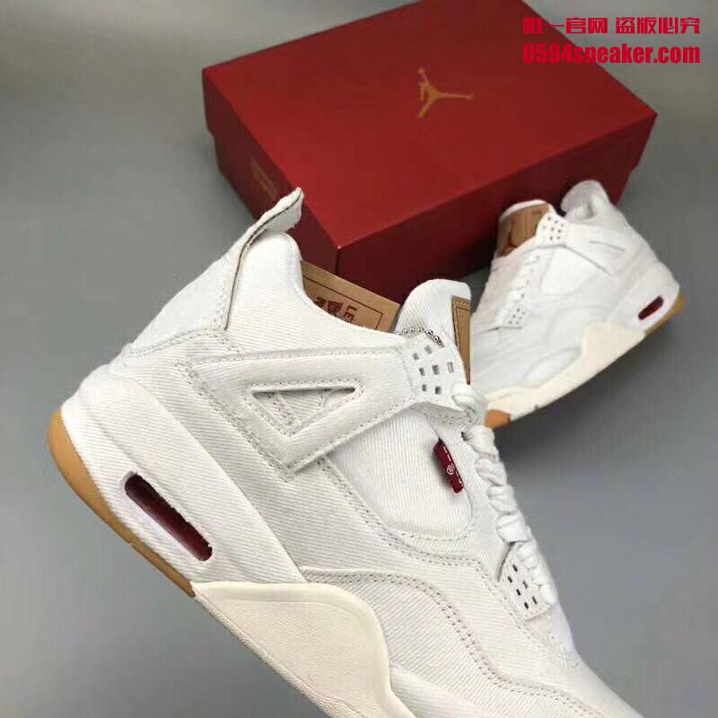 Air Jordan 4,AJ4  白色实物首次曝光！Levis x Air Jordan 4 后续配色发售日期确定