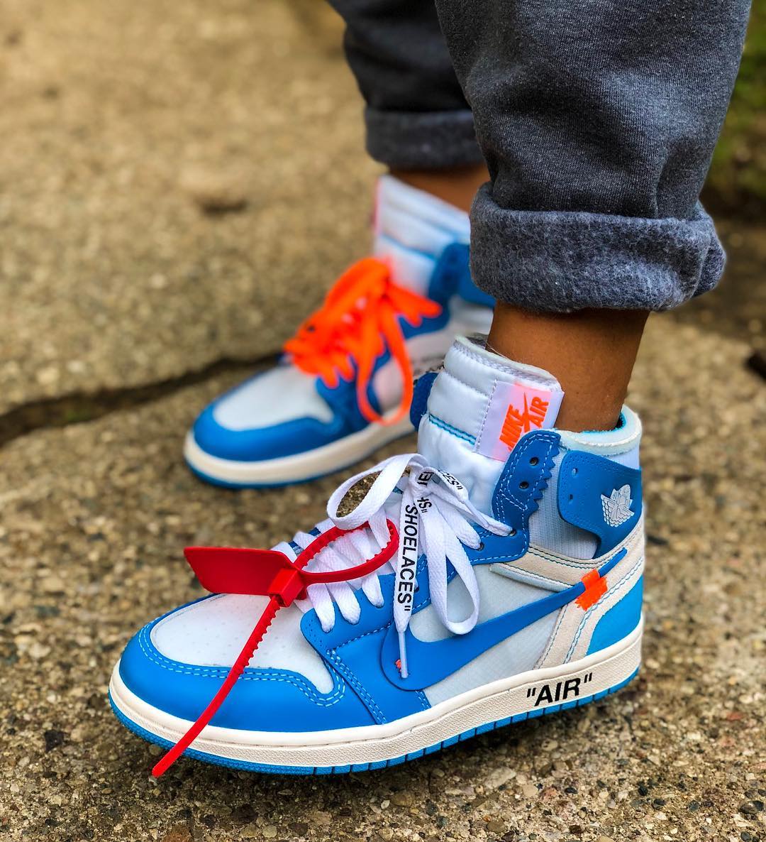 OFF-WHITE,Air Jordan 1,AQ0818- 六月最强球鞋！OFF-WHITE x AJ1 “UNC” 上脚美图欣赏
