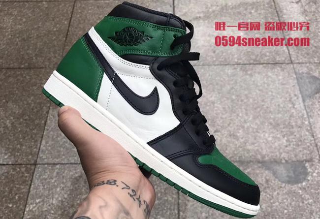 AJ1,Air Jordan 1,555088-302  九月正式发售！黑绿脚趾 Air Jordan 1 细节图首次曝光