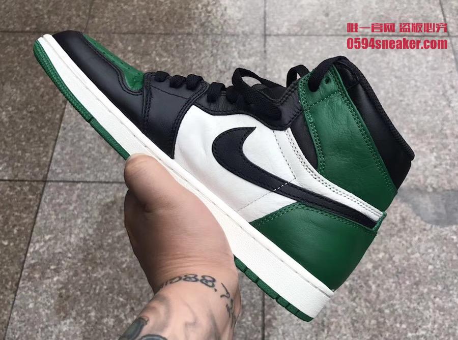 AJ1,Air Jordan 1,555088-302  九月正式发售！黑绿脚趾 Air Jordan 1 细节图首次曝光