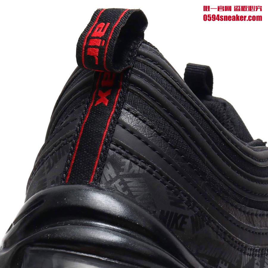 Nike,Air Max 97,AR4259-001  鞋面暗藏纹理！全新黑红 Air Max 97 将于近日发售
