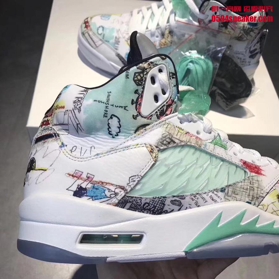 AJ5,Air Jordan 5,AV2405-900,发售  超浮夸涂鸦配色！全新 Air Jordan 5 “Wings” 实物细节曝光