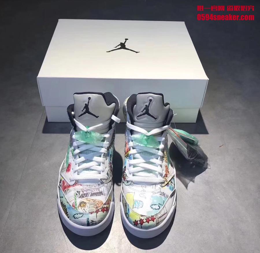 AJ5,Air Jordan 5,AV2405-900,发售  超浮夸涂鸦配色！全新 Air Jordan 5 “Wings” 实物细节曝光