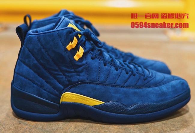 Air Jordan 12,AJ12,BQ3180-407,  蓝麂皮密歇根！Air Jordan 12 “Michigan” 本月发售