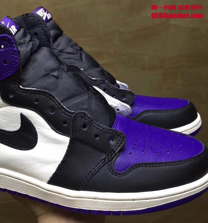 Air Jordan 1,AJ1,555088-501,开箱  黑紫脚趾来了！Air Jordan 1 “Court Purple” 实物细节图赏