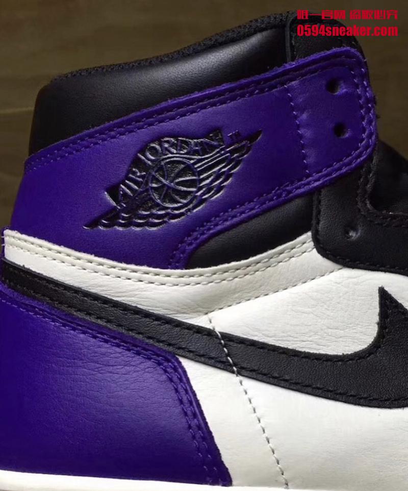 Air Jordan 1,AJ1,555088-501,开箱  黑紫脚趾来了！Air Jordan 1 “Court Purple” 实物细节图赏