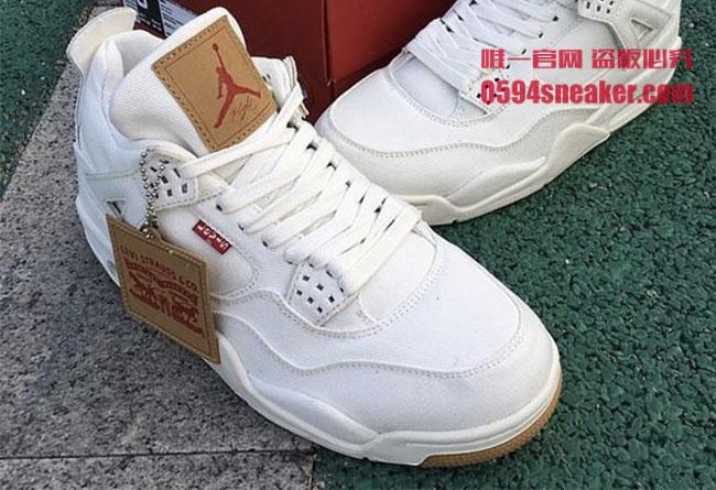 发售,Levis,AJ4,Air Jordan 4,AO25  再曝实物图片！Levis x Air Jordan 4 纯白版本即将发售