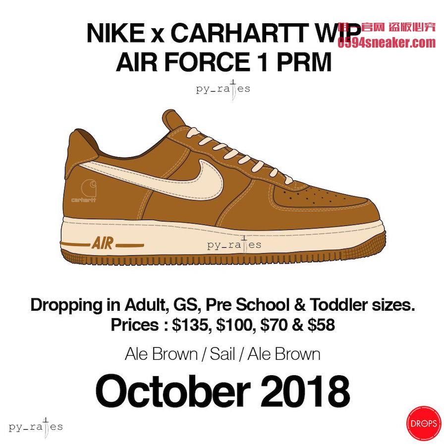 Nike,Air Force 1,Carhartt  再次曝光两双联名！ 工装风 Carhartt x Air Force 1 值得期待！