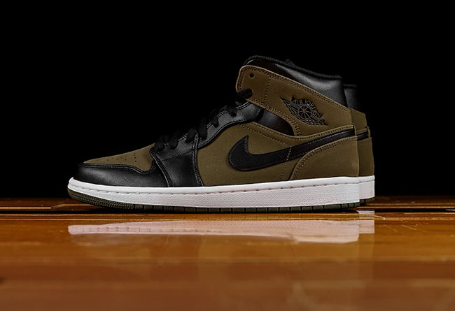 Air Jordan 1 Mid “Dark Olive”  货号：554724-301