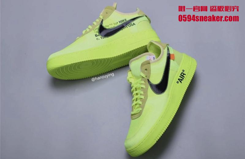 OFF-WHITE x Nike Air Force 1 “Volt” 货号：AO4606-700