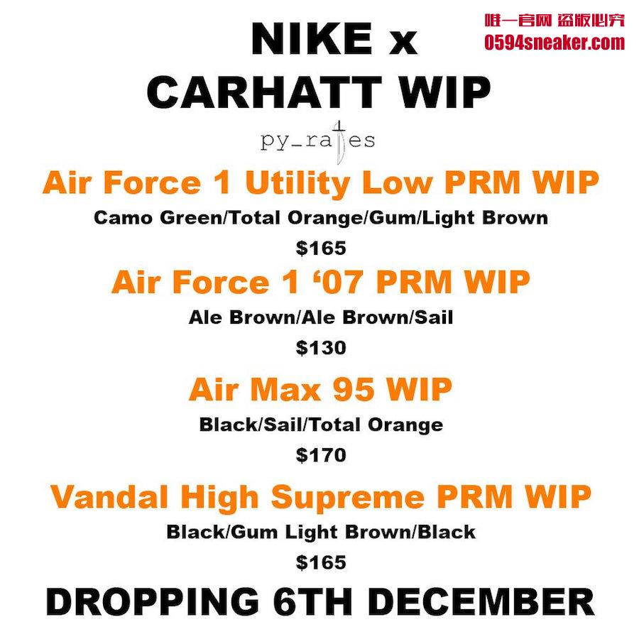 Carhartt WIP x Nike Vandal High Supreme 货号：AV4115-001