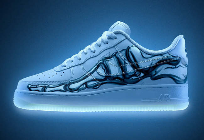Nike Air Force 1 Low "Skeleton" Skull See-Through Colorway, Item #BQ7541-100