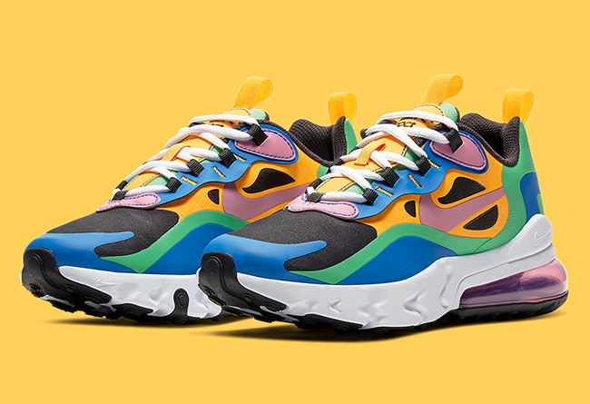 nike air max 270 react 全新品配色采用多彩糖果色,同时颇有几分彩蛋