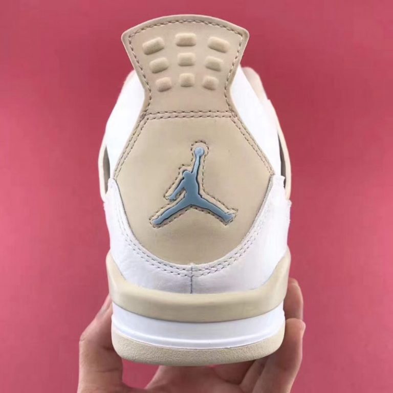 Air Jordan 4 Retro Linen 487724-118 White/Boarder Blue-Light Sand Sneakers