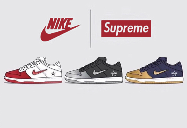 Supreme x Nike SB Dunk Low 货号：CK3480-001/CK3480-600/CK3480-700