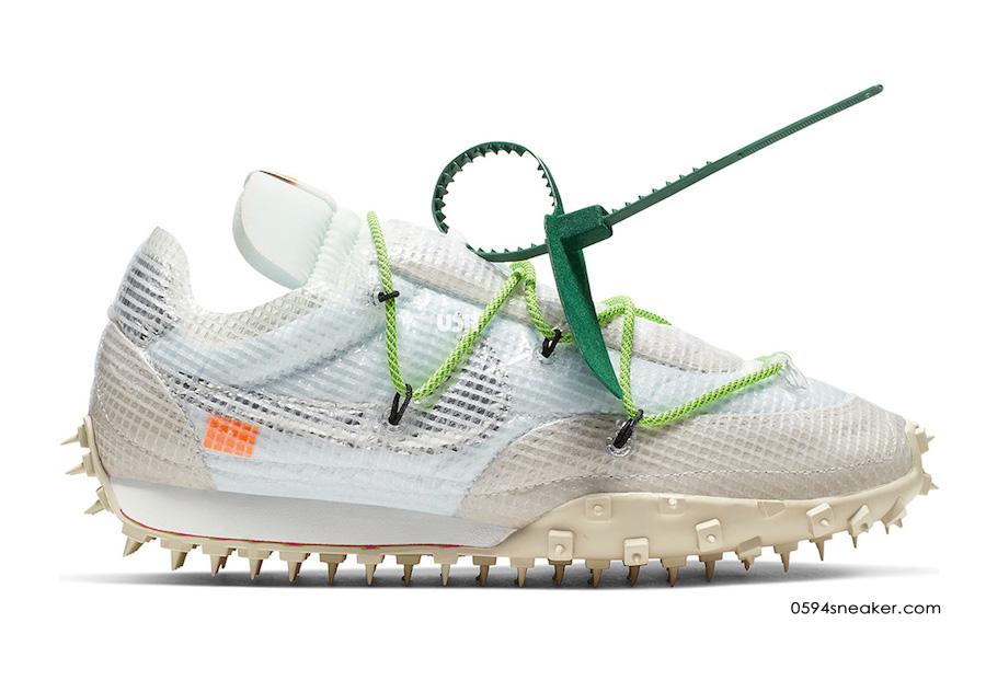 OFF-WHITE x Nike Waffle Racer 货号：CD8180-001、CD8180-100、CD8180-400