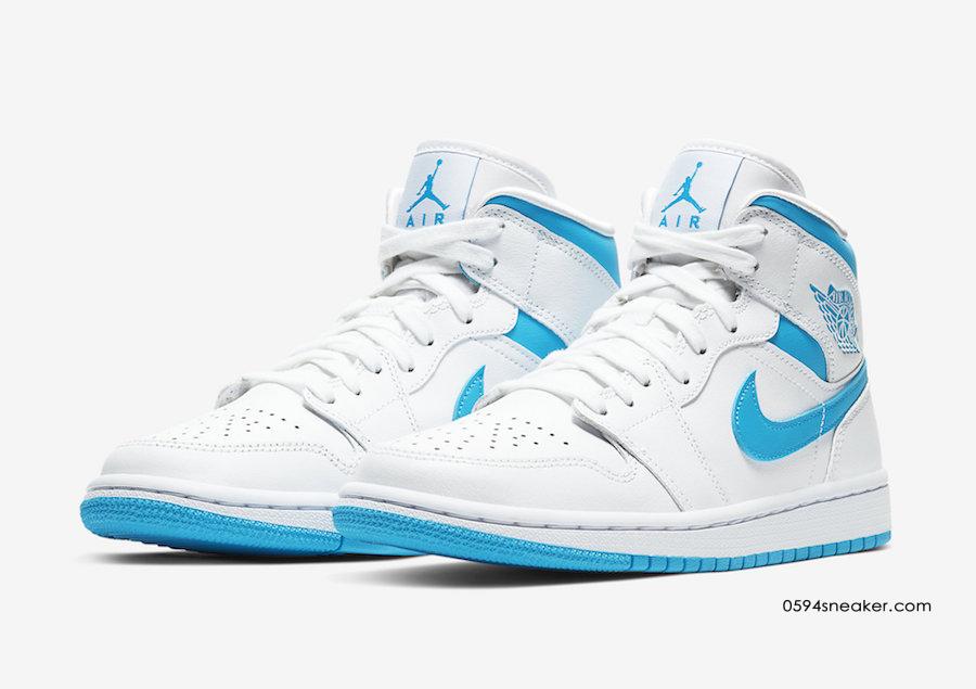 乔一北卡蓝新品球鞋 Air Jordan 1 Mid “UNC” 货号：BQ6472-114