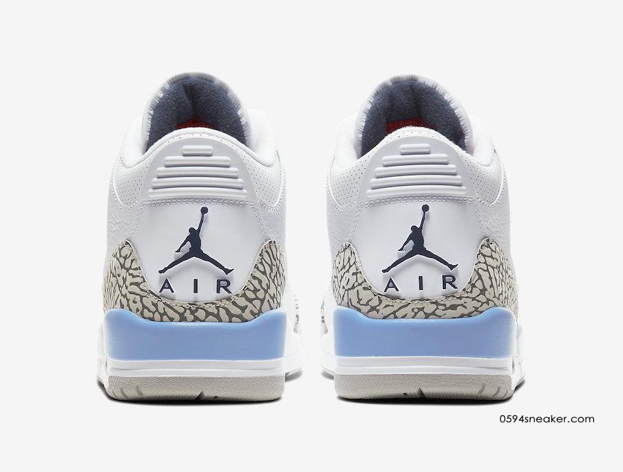 致敬北卡大学 Air Jordan 3 “Valor Blue” 货号：CT8532-104 北卡配色发布