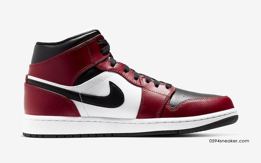 Air Jordan 1 Mid “Chicago Black Toe” 芝加哥脚趾，货号：554724-069