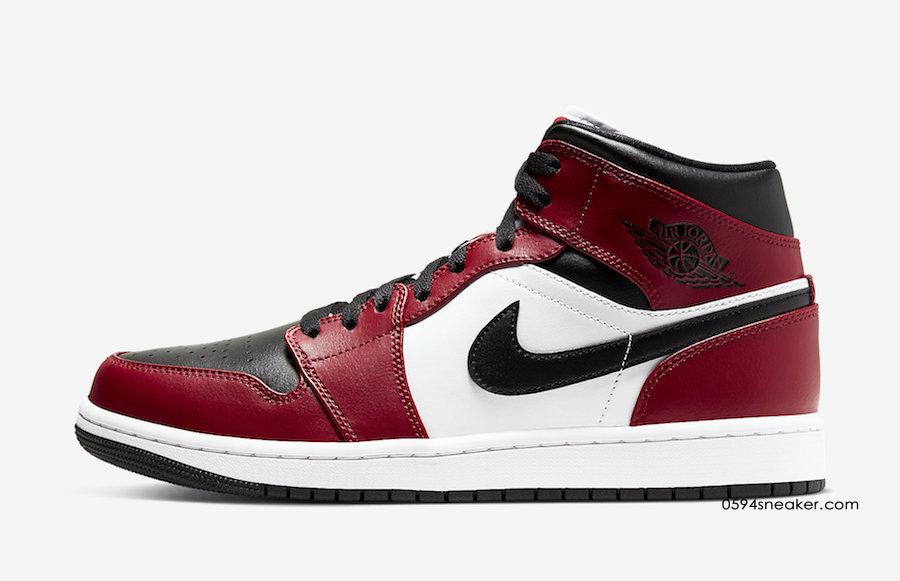 Air Jordan 1 Mid “Chicago Black Toe” 芝加哥脚趾，货号：554724-069