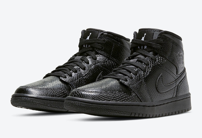 Black Snake Air Jordan 1 Mid "Black Snakeskin" Item No.: BQ6472-010