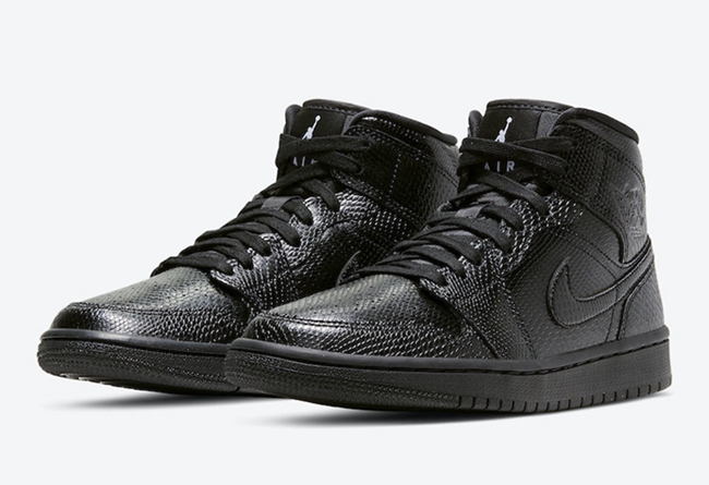 黑蛇 Air Jordan 1 Mid “Black Snakeskin” 货号：BQ6472-010