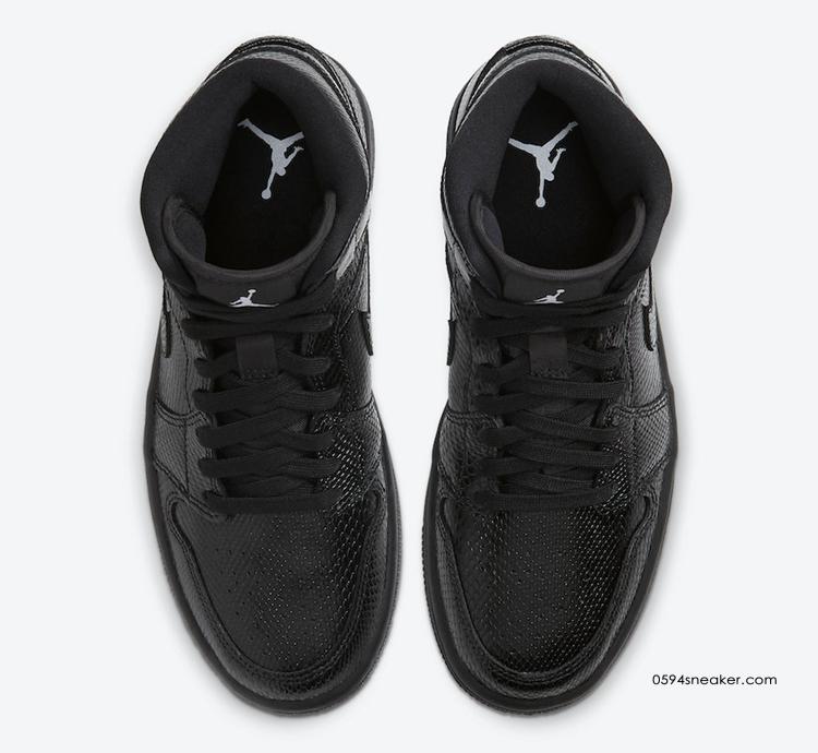 Black Snake Air Jordan 1 Mid "Black Snakeskin" Item No.: BQ6472-010