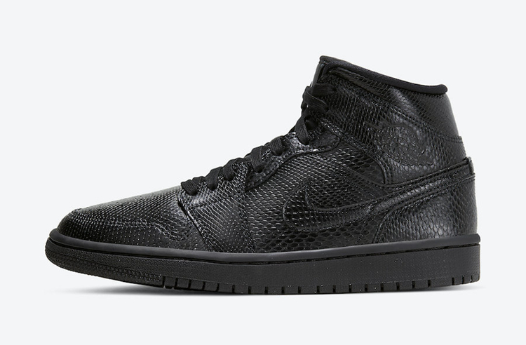 Black Snake Air Jordan 1 Mid "Black Snakeskin" Item No.: BQ6472-010