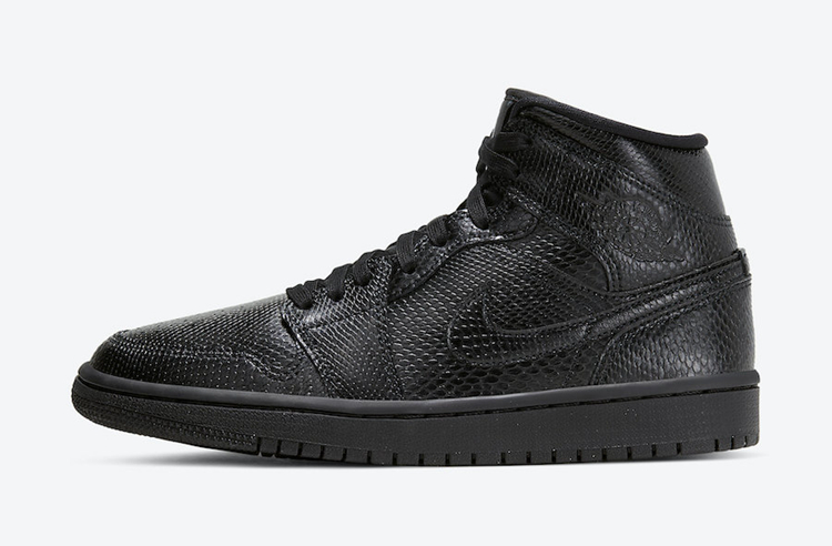 黑蛇 Air Jordan 1 Mid “Black Snakeskin” 货号：BQ6472-010