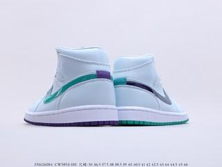 Air Jordan 1 Mid SE “Nike Hoops” 乔丹一代中帮白绿紫鸳鸯，货号：CW5853-100
