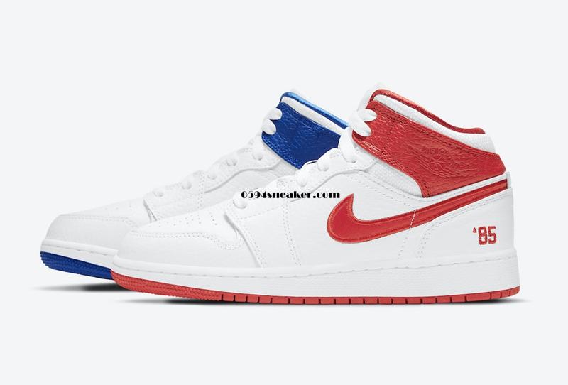 红蓝鸳鸯 Air Jordan 1 Mid GS “85” 货号：DH0200-100