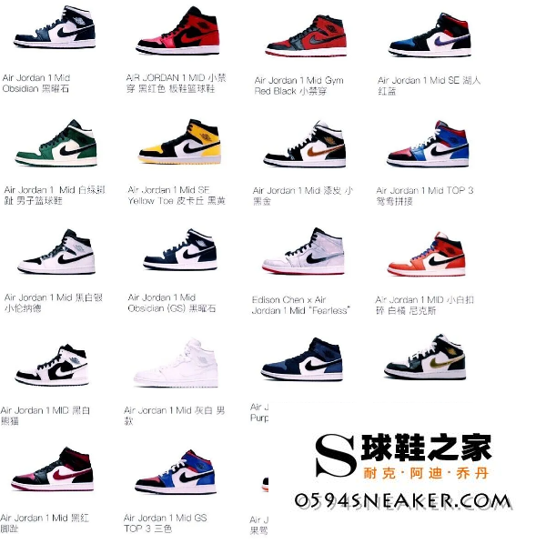 aj1全系列图谱 aj1全系列图片及名称