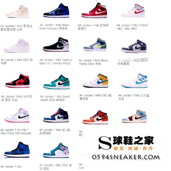 aj1全系列图谱 aj1全系列图片及名称