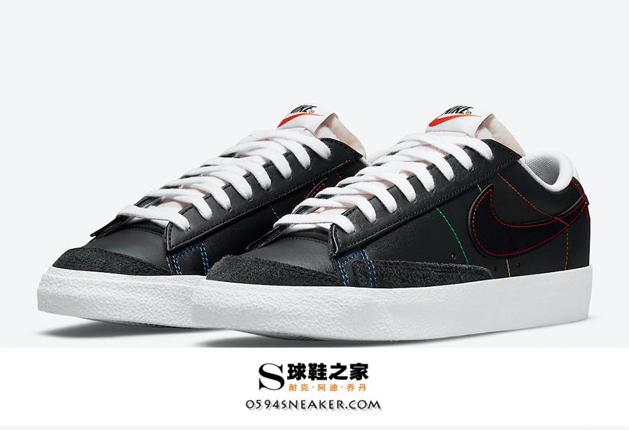 Blazer Low 彩虹车线 Nike Blazer Low “Multi Stitch” 货号：DJ6000-001